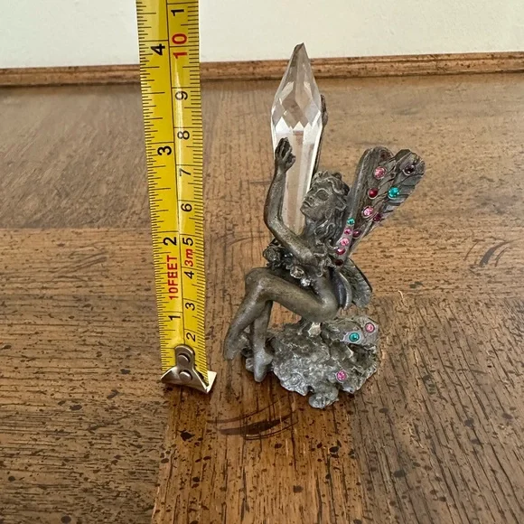 Rare Comstock CCI Pewter Fairy Fae Nymph Pixie Crystal Rhinestones Figurine - Picture 11 of 11